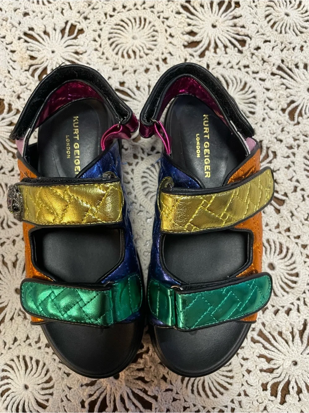 Kurt Geiger Multicolor Metallic Strap Orson Slingback Sandal Size 3